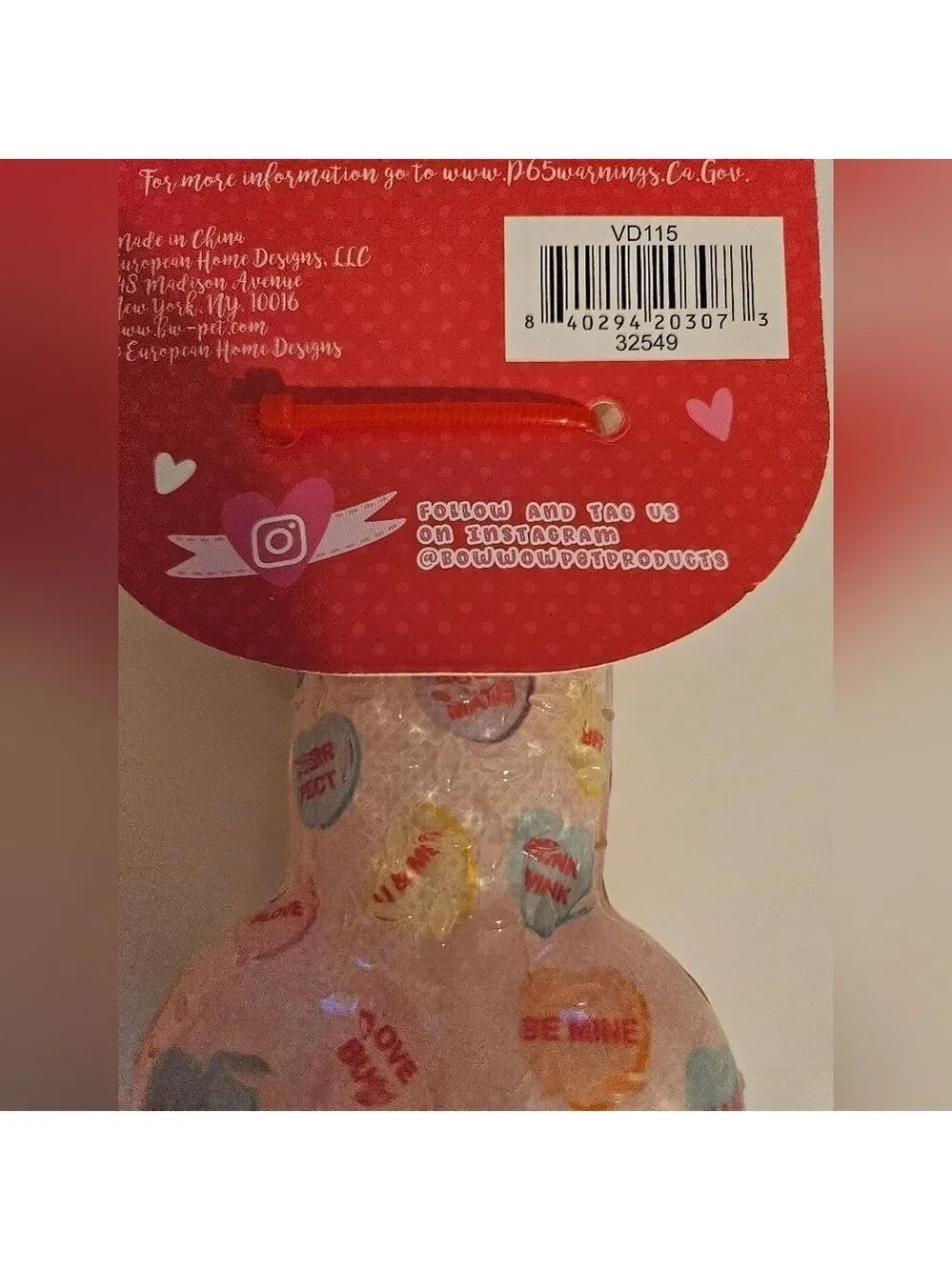 European Home Designs Squeaky Bone Dog Toy Rose Scented